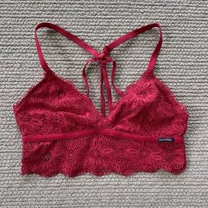 Nautica Burgundy Red Lace Adjustable Strappy Back Racerback Bralette Size Small